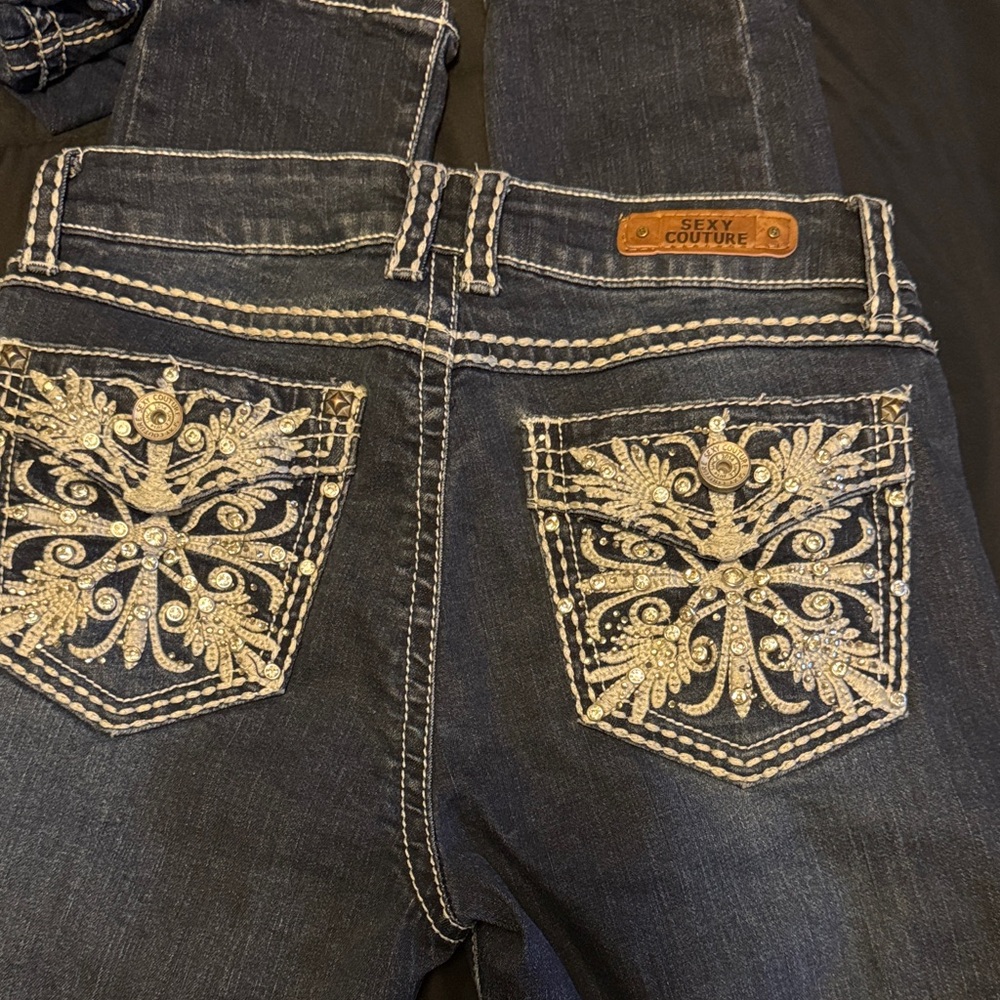 Women's Blue Embellished Jeans